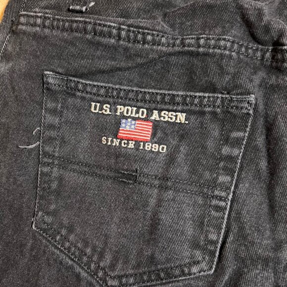 US Polo Assn Men 32x32‎ Black Denim Regular Straight Fit Vintage 5 Pocket Jeans - Picture 10 of 11
